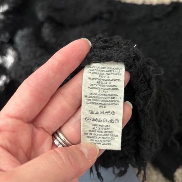 Free People Jagger Shaggy Duster Length Wool Blend Cardigan Black Sz M - Picture 14 of 14